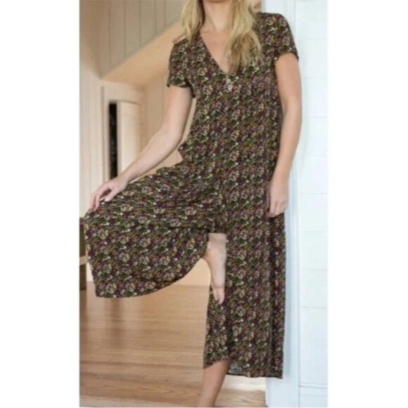 Natural Life Avery Jumpsuit Wide Leg Floral Romper XS/SM Boho Cottagecore - Picture 2 of 7